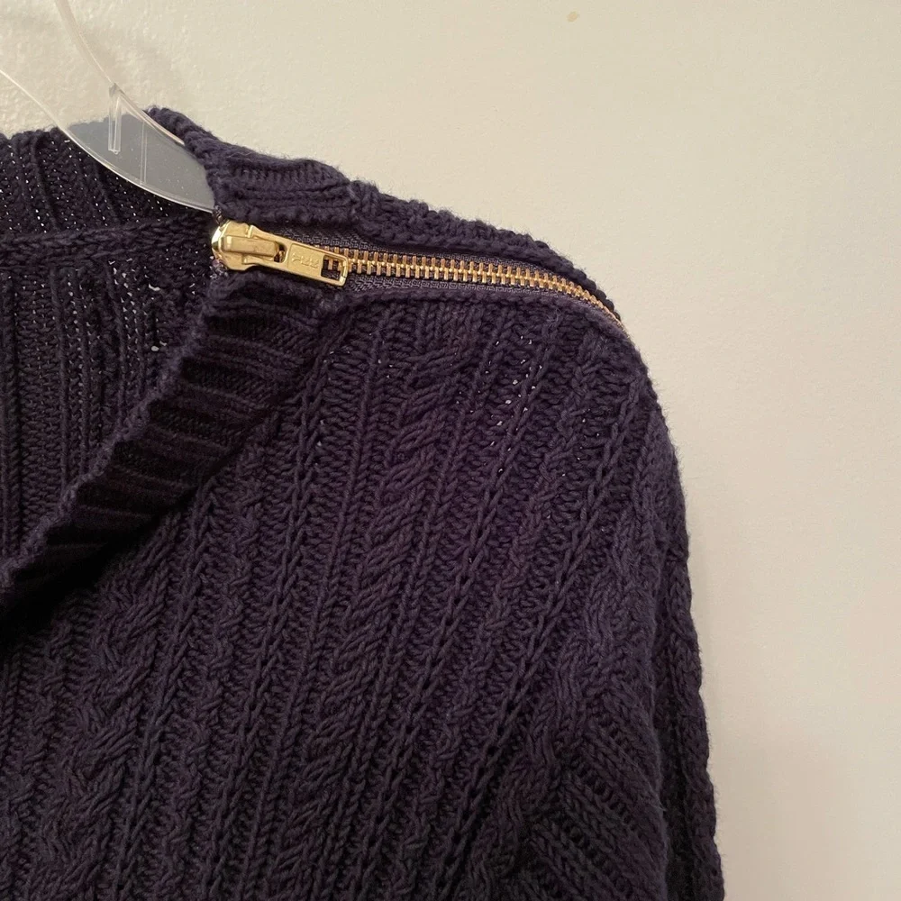 J. Crew 100% Cotton Navy Crew Neck Sweater Size Medium